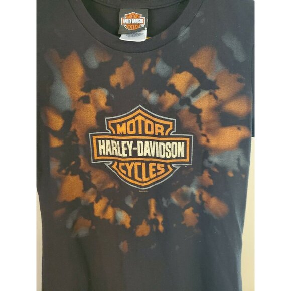 Women's Harley Davidson Black Tie-Die Design T-Shirt, Size S - Picture 6 of 7